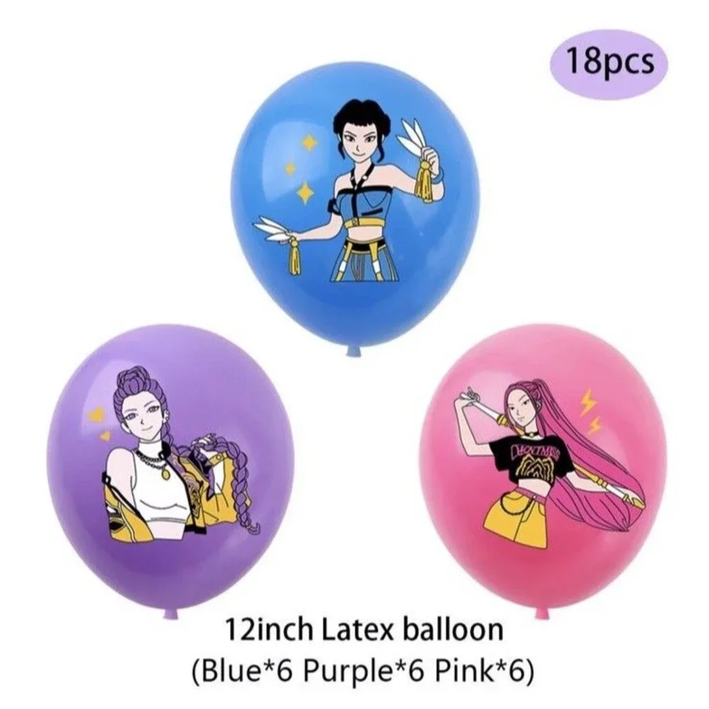 KPOP Hunters Birthday Party Supplies Balloons Cake Toppers Banner Lgr Backdrop